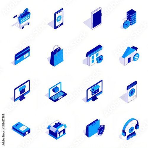 Ecommerce icon set 3D vector 