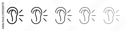 Listening icon Outline and flat style designs