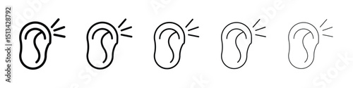 Listening icon Outline and flat style designs