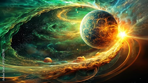 Cosmic Energy Flow A Planet's Fiery Embrace in the Vastness of Space