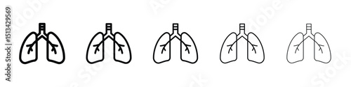 Lung icon Outline and flat style designs