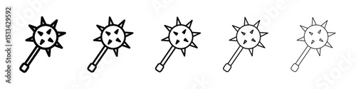 Mace icon Outline and flat style designs