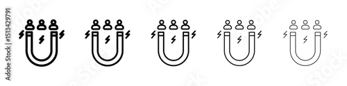 Magnet user icon Outline and flat style designs