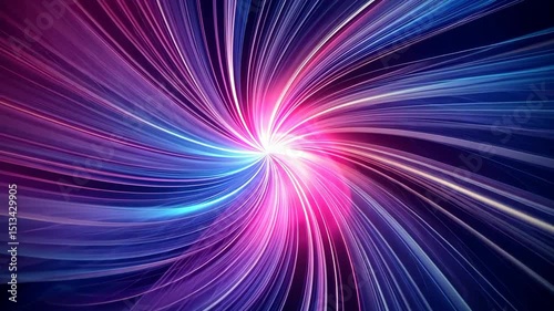 Swirling Vortex of Colorful Light Beams Radiating from a Central Point