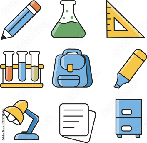 Back To School Element Illustration Set ,  Vector illustration objects related to education theme