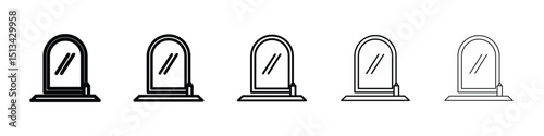 Makeup mirror icon Outline and flat style designs