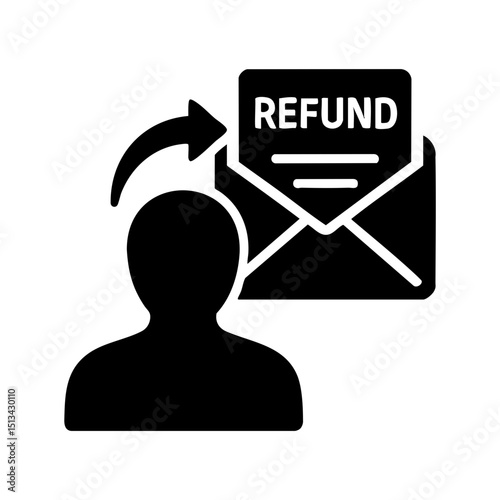 Refund request icon with user and envelope