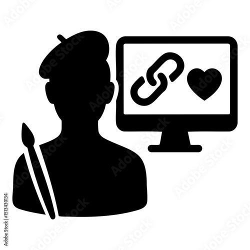 Artist with donation link and support icon