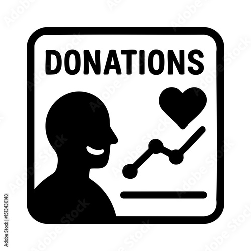 Charity donation growth chart with heart icon