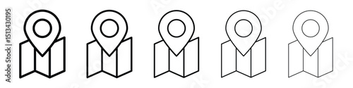 Map icon Outline and flat style designs
