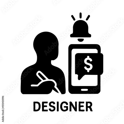 Designer receiving payment notification icon