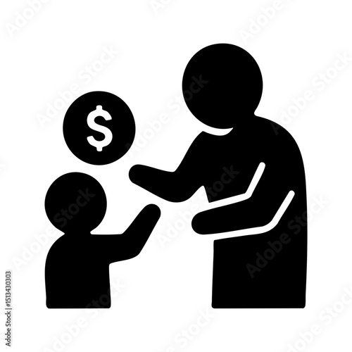 Parent giving money to child icon