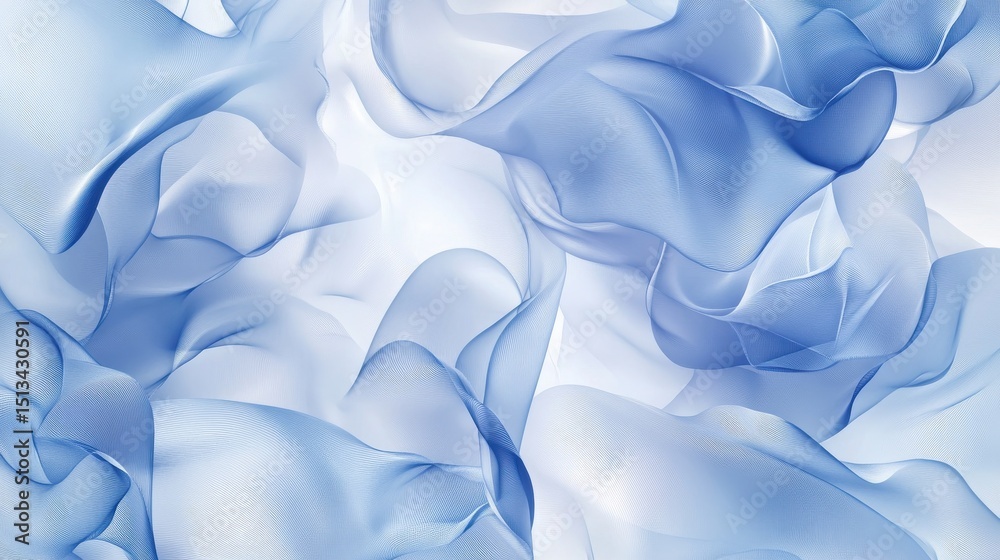 Obraz premium Soft blue abstract floral pattern with flowing shapes and delicate textures, creating serene and calming atmosphere. Ideal for backgrounds and textile designs