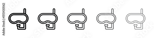 Mask snorkel icon Outline and flat style designs