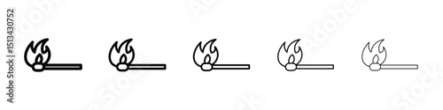 Match fire icon Outline and flat style designs