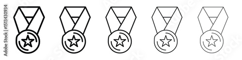 Medal icon Outline and flat style designs