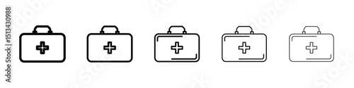 Medical aid kit icon Outline and flat style designs