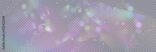 PNG 16-bit light flare and crystal glow with rainbow sparkle, prism shine and reflective beam on glass background, PNG abstract effect with glowing spectrum, magic blur and transparent highlight.