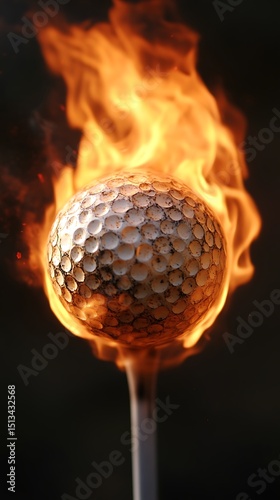 Golf ball ablaze