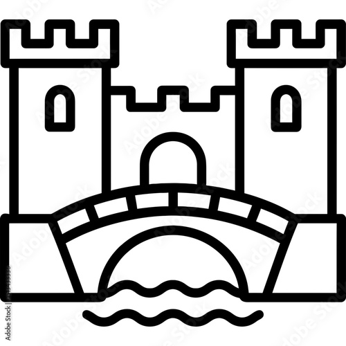 Medieval bridge over moat vector icon