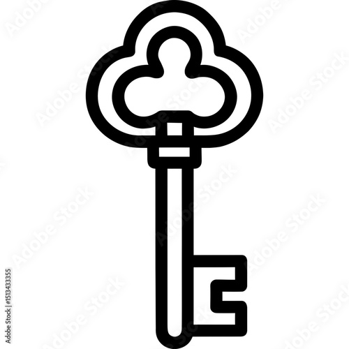 Minimalist medieval key outline icon