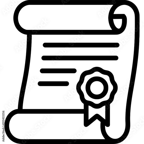 Medieval scroll icon with bold outlines