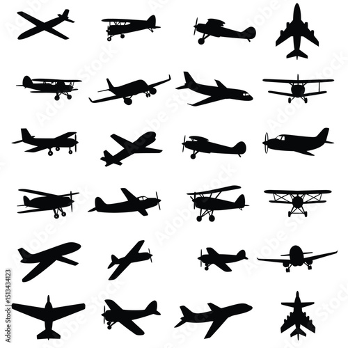 set of silhouettes of planes