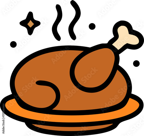 Roasted Chicken Feast: An appetizing, freshly roasted chicken, with a tender, glistening skin, is presented on a plate, promising a savory and delightful culinary experience.