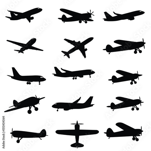set of silhouettes of planes