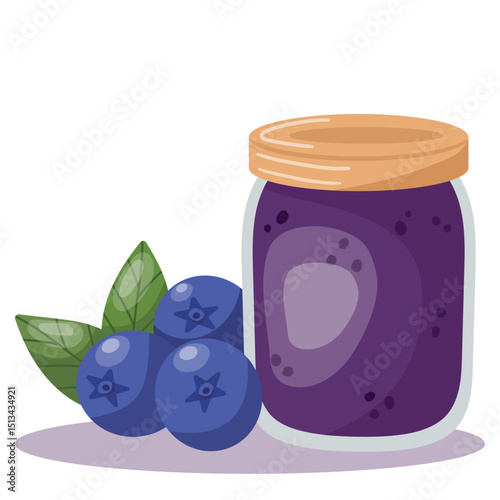 Jar of blueberry jam with pears