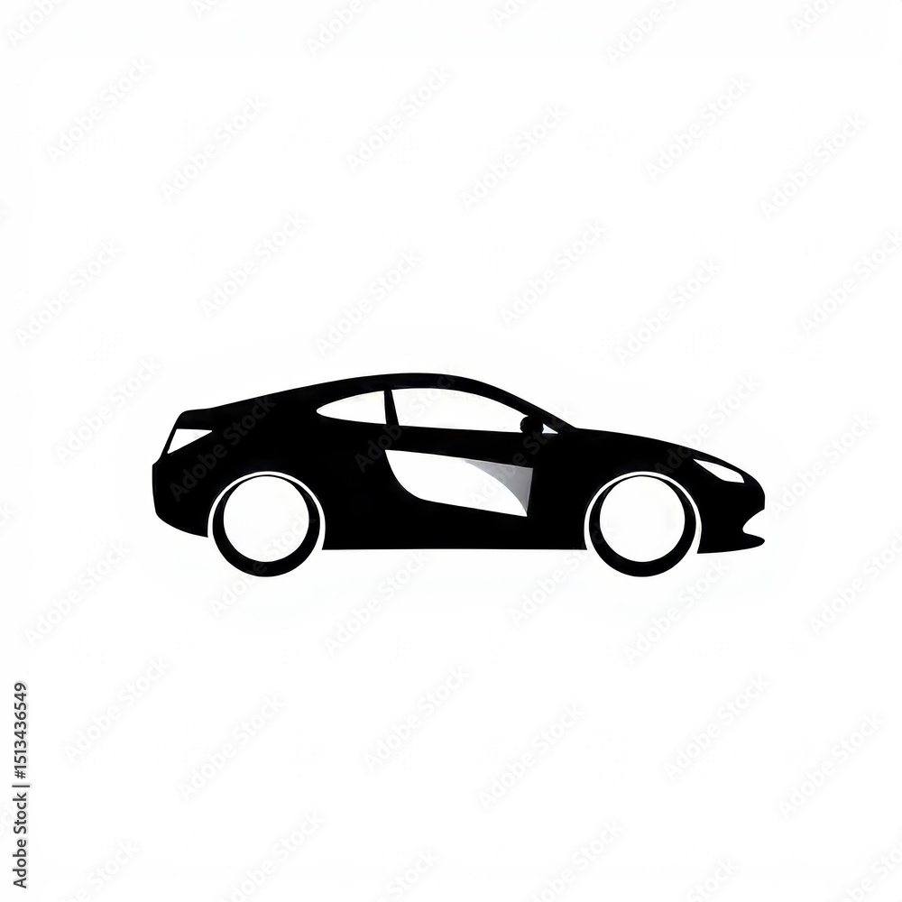 Fototapeta premium Sleek Coupe Silhouette Black and White Sports Car Illustration