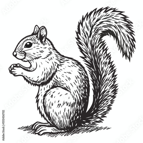 Hand draw squirrel on a branch vector