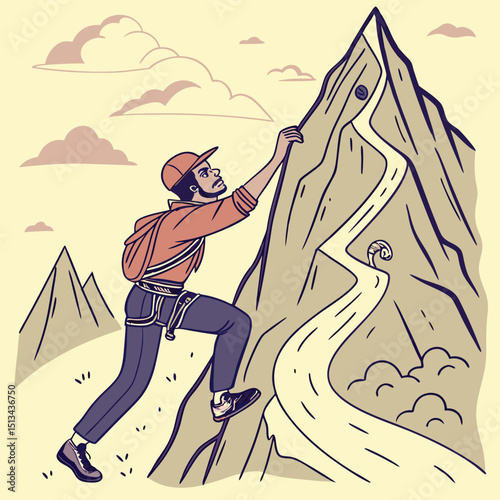 man on the top of the mountain vector illustration  