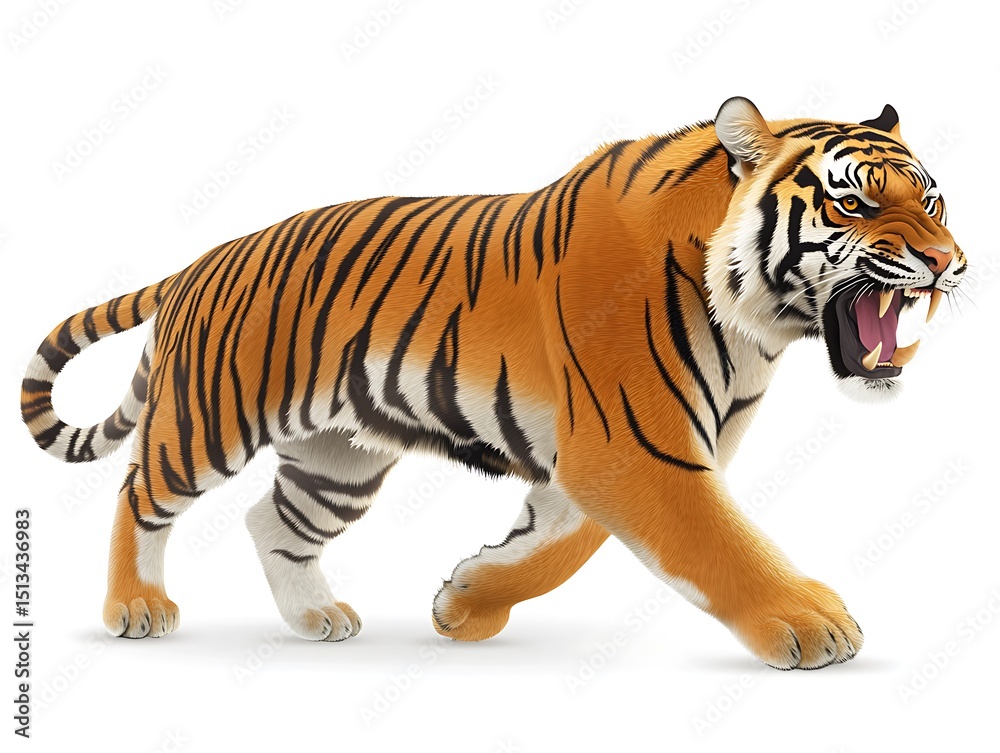 Obraz premium Tiger in motion, fierce posture