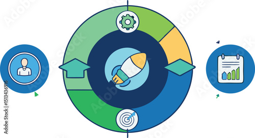 Happy Easter egg hunt, an aiming cartoon design with a clock icon symbolizing business target time