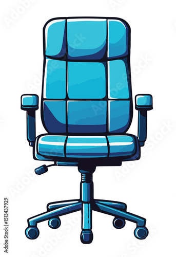 A big blue executive office swivel chair with castor wheels