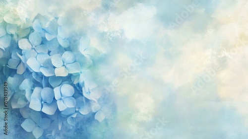 Blue hydrangea watercolor illustration background 