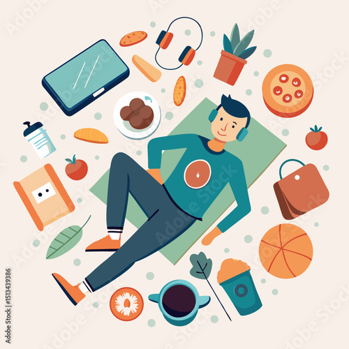 Lazy Day Vector Relaxation Illustration Design