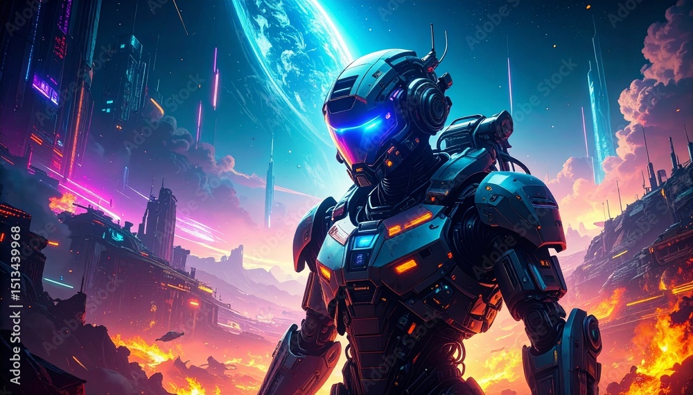 Fototapeta premium robot cyborg soldier