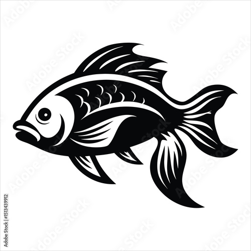 Salmon fish silhouette vector icon, Sea cod fish on a white background, Tuna fish silhouette vector illustration, Sea fish silhouette icon