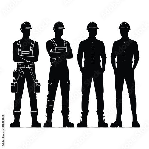 Silhouettes of People Standing Together in a Group