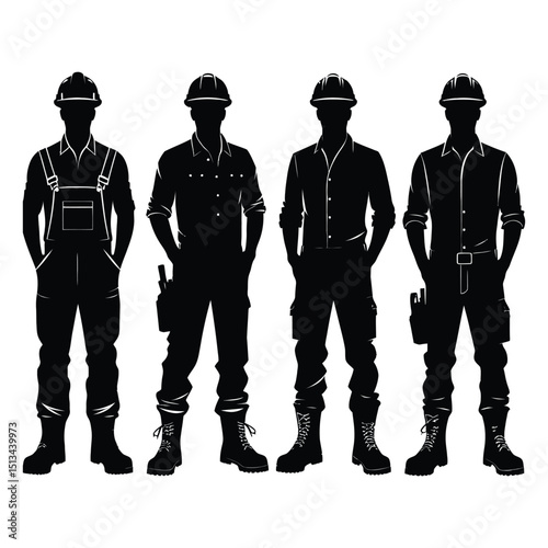 Silhouettes of People Standing Together in a Group