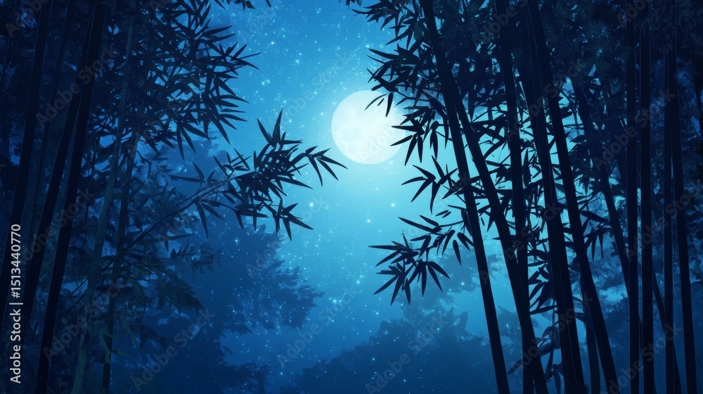 Fototapeta Bamboo, bamboo grass, ink painting style background illustration