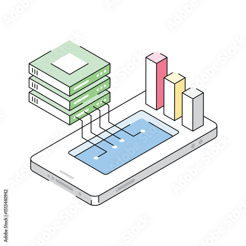 Get a glimpse of this mobile server isometric icon