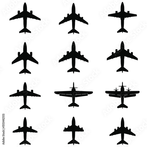 vector silhouettes of airplanes