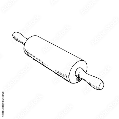 Classic rolling pin for baking bread and cookies. Kitchen tool for preparing dough.  Essential kitchen utensil perfect for holiday baking projects.  Rolling pin image ideal for new year and christmas