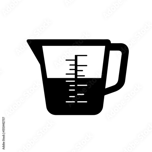 Measuring cup with liquid for baking. Kitchen utensil filled to specific mark.  Essential kitchen tool for precise recipes.  Perfect image for holiday baking projects,  new year or christmas cooking w