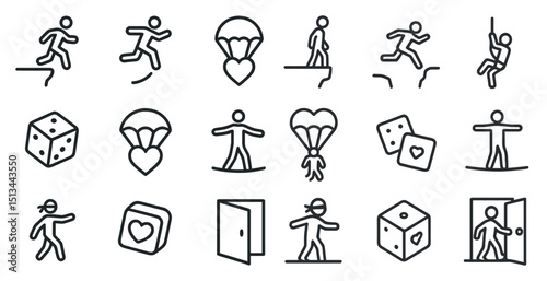 Adventure activities and games icons for recreation design
