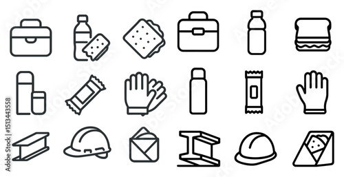 Essential line icons for work and lunch themes