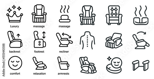 Luxury recliner icons for home comfort and relaxation design